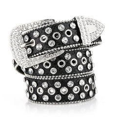 Women's Rhinestone Hollow Belt Studded Pin Buckle Wedding Party Valentines