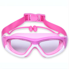 Children's Large Frame Anti Fog Swimming Goggles with Silicone Earbuds