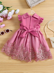 Baby Girl's Puffy Mesh Dress With Flower Princess Dress