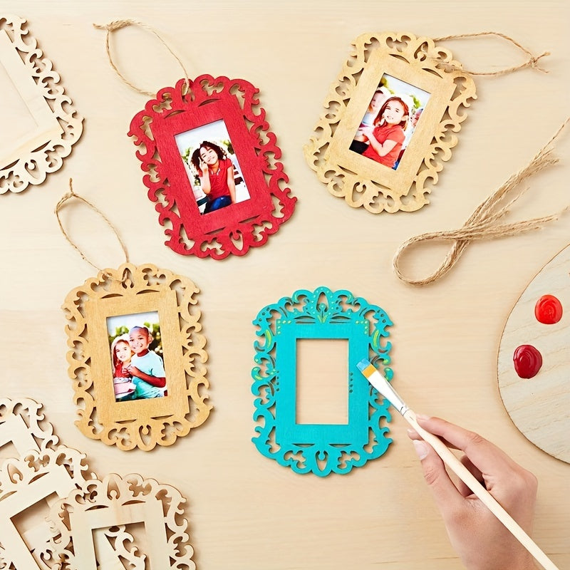 12 Pcs Wooden Picture Frames For Crafts And DIY Ornaments