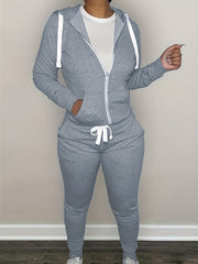 Solid Long Sleeve Hoodie & Joggers Set