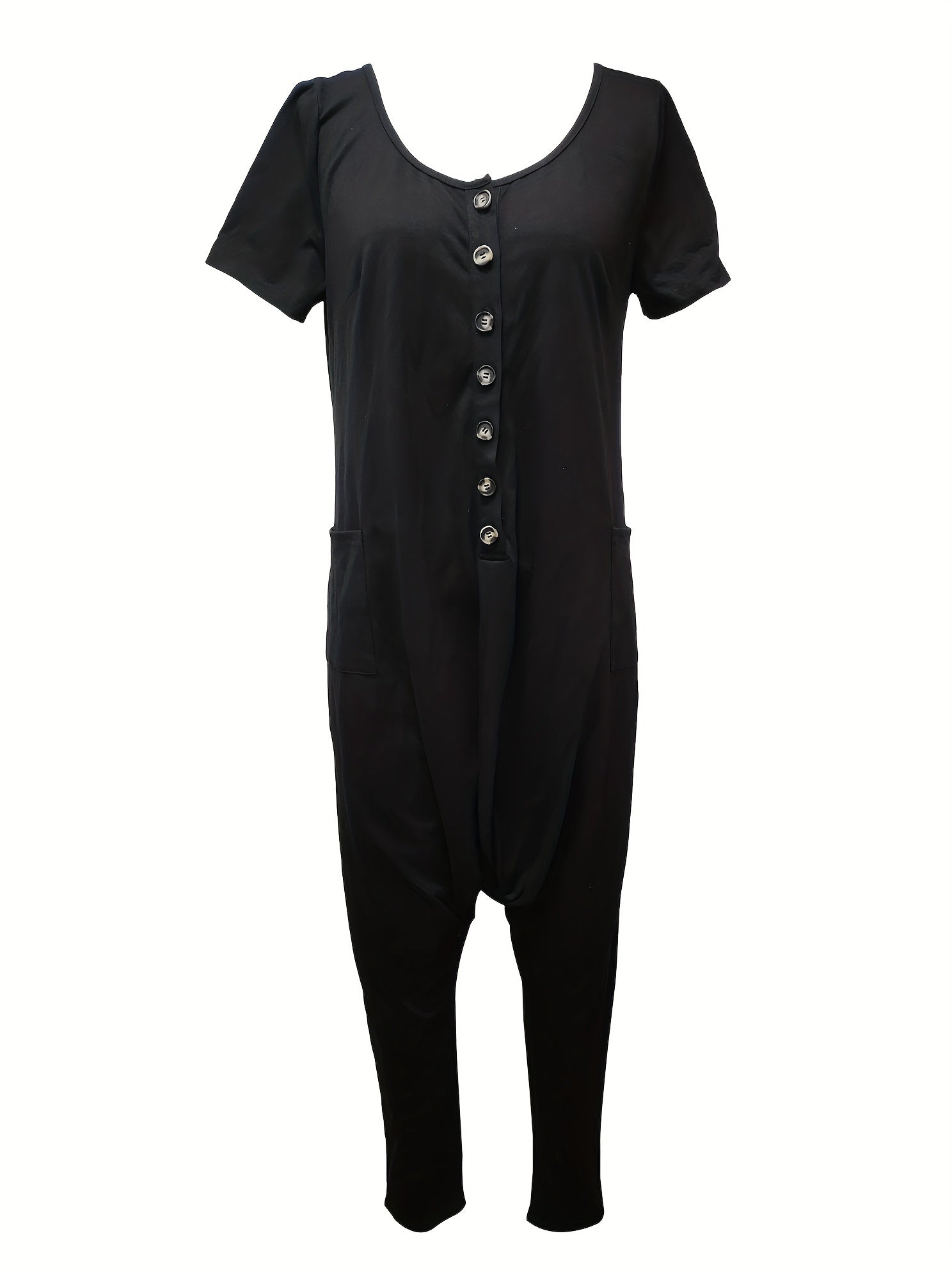 Hippie Button Down Harem Jumpsuit Casual Baggy Jumpsuit