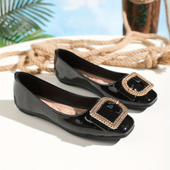 Rhinestone Square Toe Flat Shoes Lightweight Walking Shoes