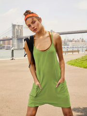 Spaghetti Scoop Neck Romper Casual Solid Sleeveless Romper