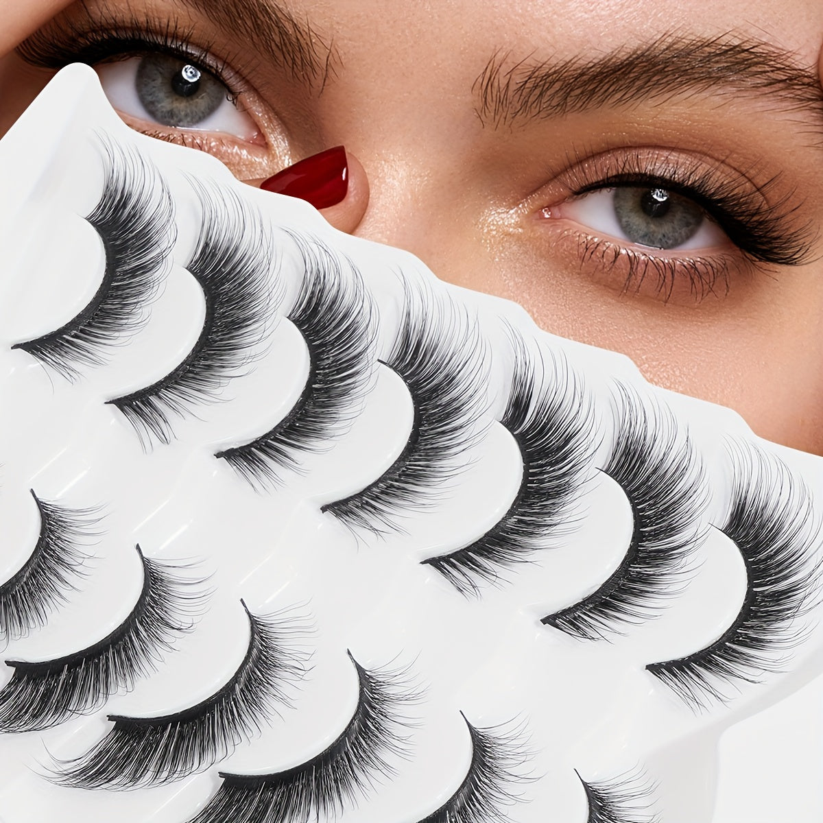 7 Pairs Fox Eye False Eyelashes Natural Cat Eye Lashes 3D Faux Mink