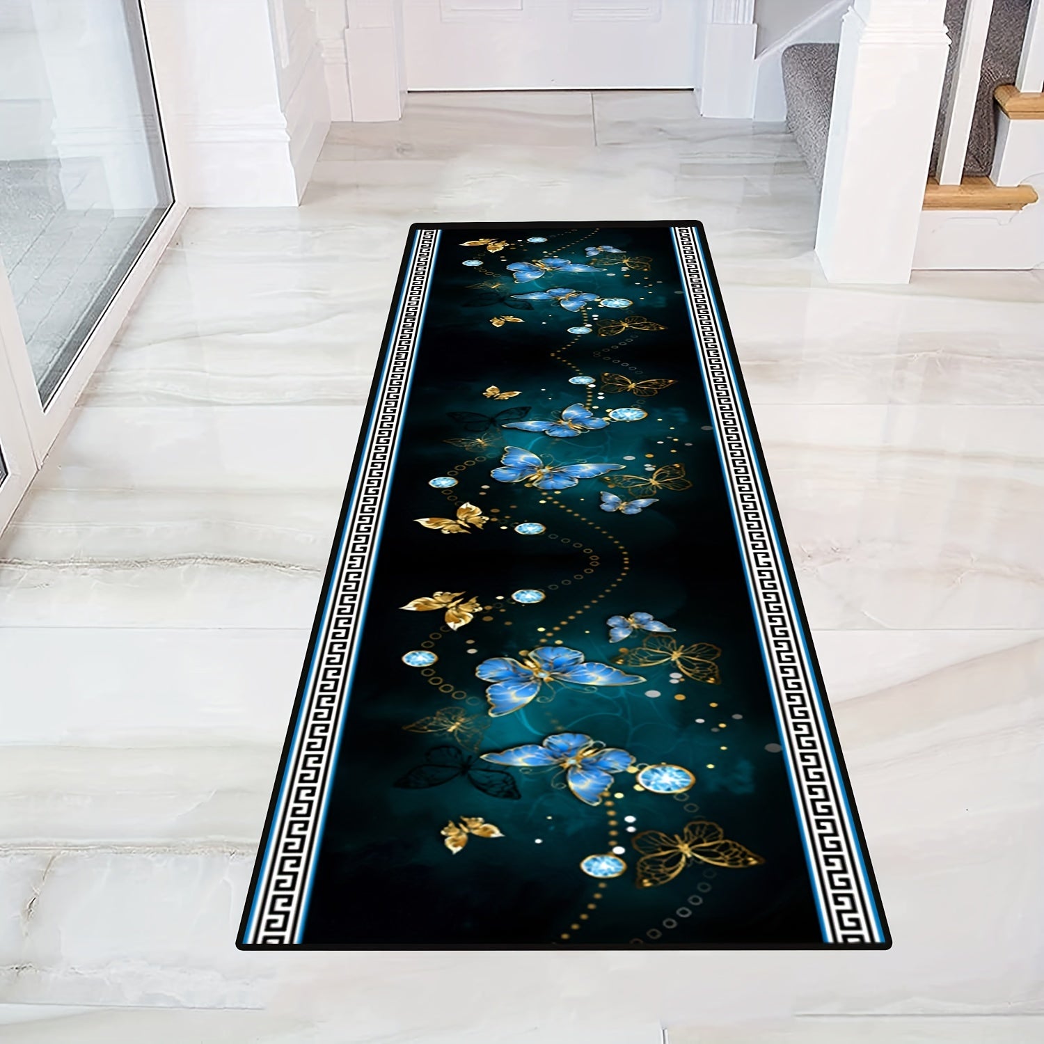 Nordic Long Hallway Rug Kitchen Mat Non-Slip Waterproof Washable