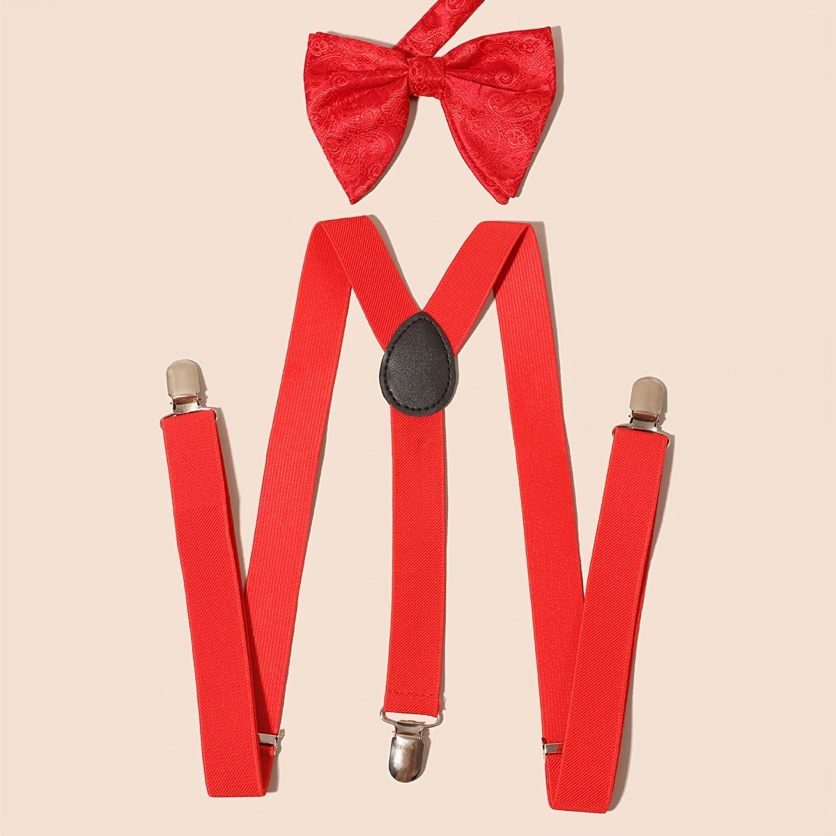 Red Suspenders & Bow Tie Set for Women Men