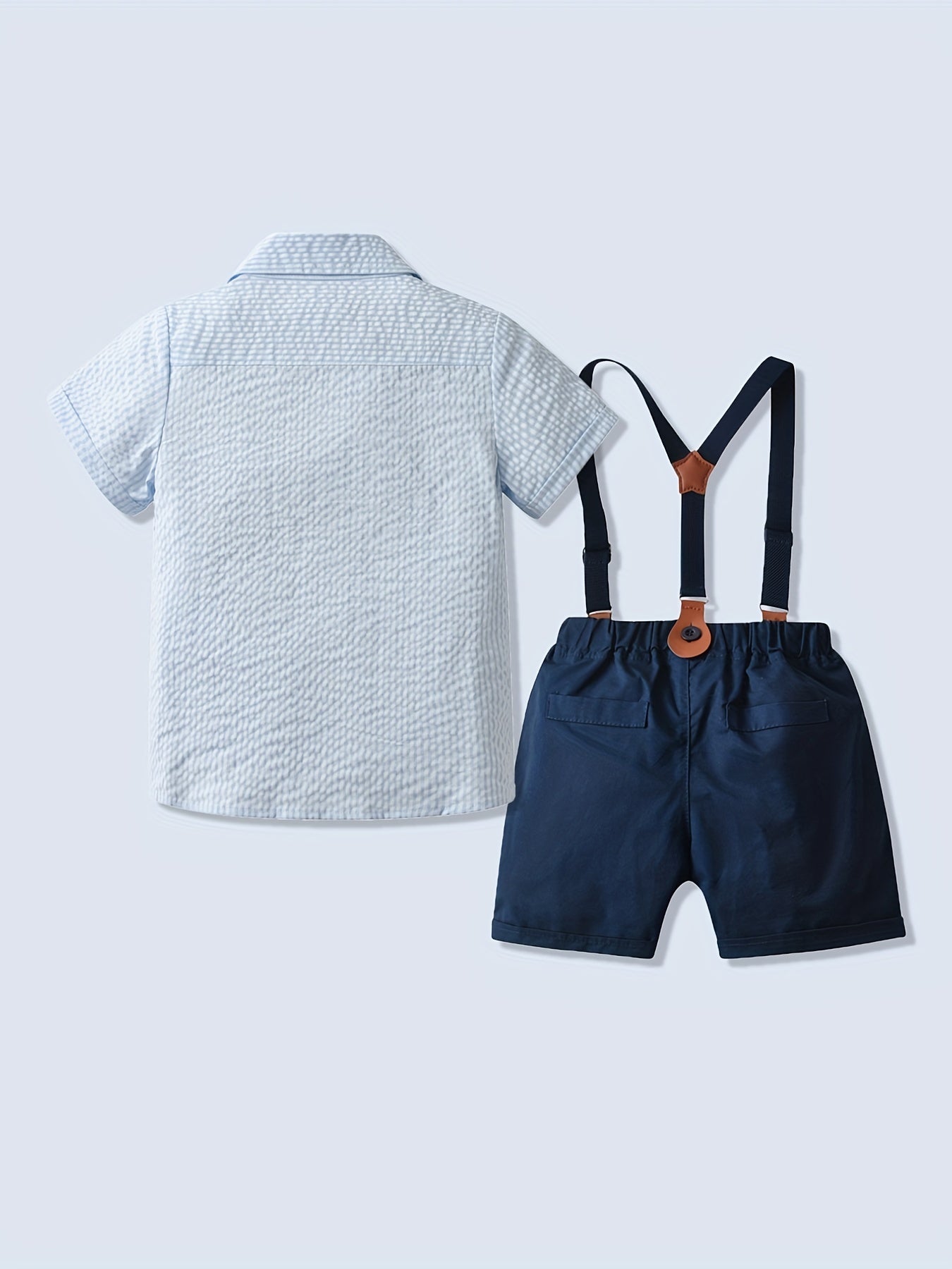 Baby Boys Gentleman Suit Shirt w/ Bowtie & Suspender