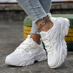 Solid Breathable Heighten Chunky Sneakers Casual Running Shoes