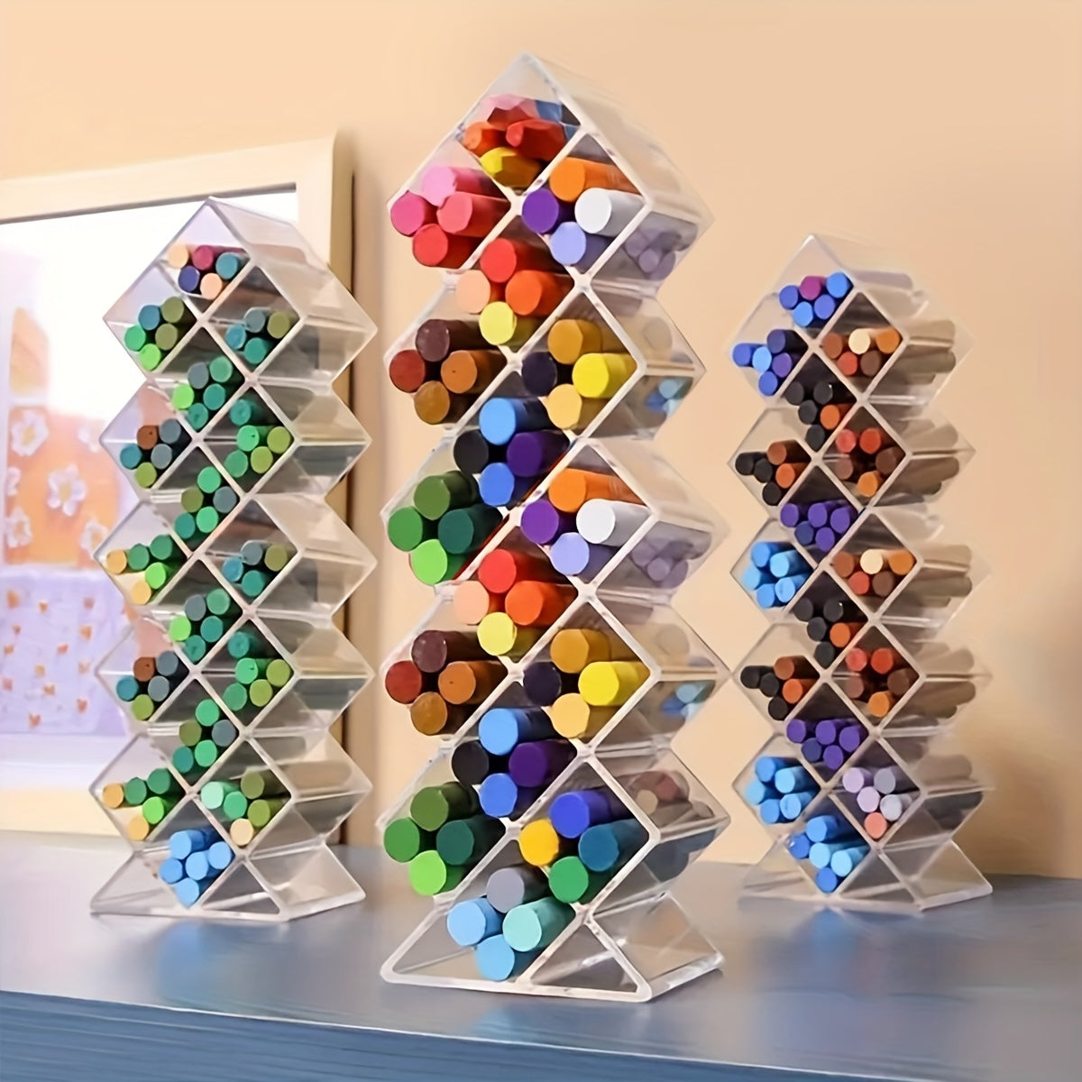 Desktop Organizer for Painting Brushes and Pens, Transparent Storage
