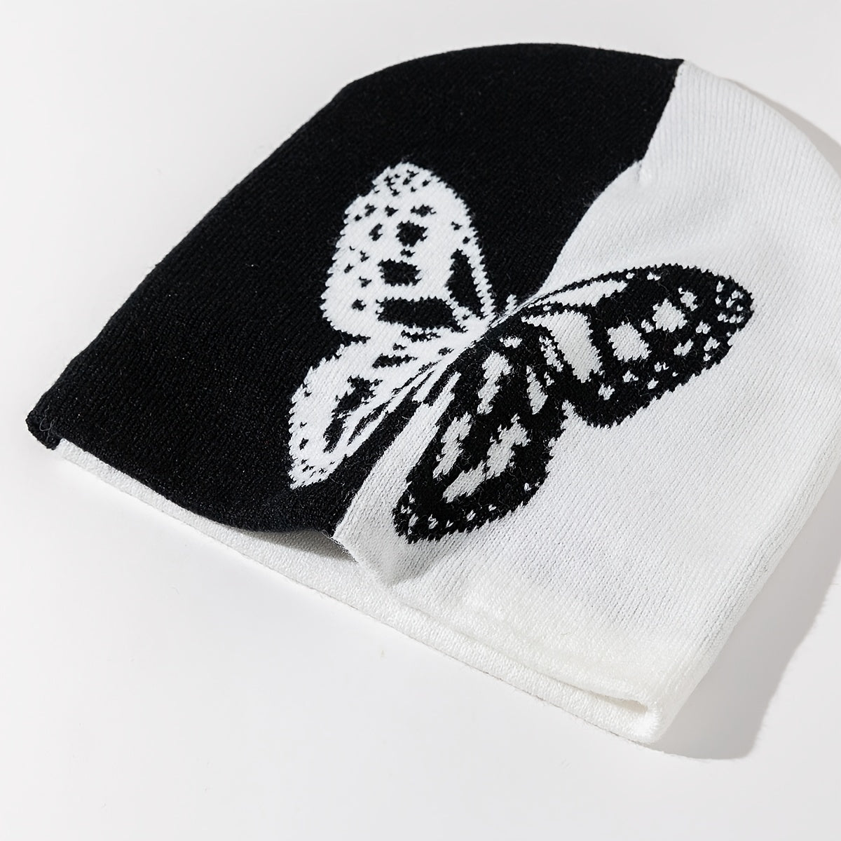 Jacquard Butterfly Beanie Cap Casual Warm Lightweight Skull Hat For Women