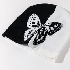 Jacquard Butterfly Beanie Cap Casual Warm Lightweight Skull Hat For Women