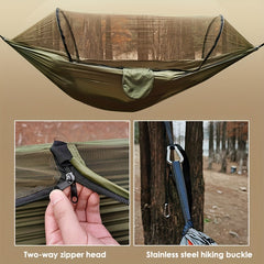 Nylon Hammock with Quick Opening Mosquito Net for Outdoor Camping