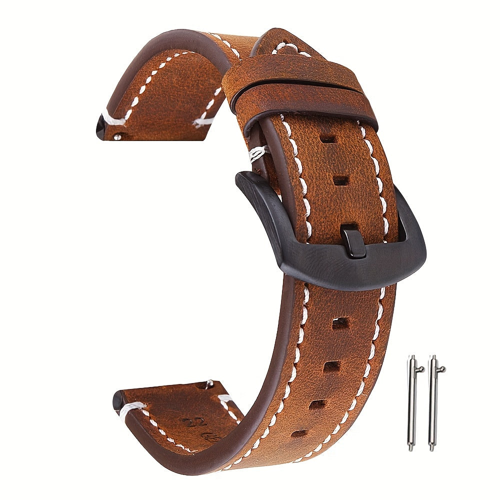 Crazy Horse Leather Watch Strap Quick Release Retro Italian Cowhide 20 22 24mm