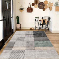 Modern Boho Area Rug Geometric Pattern Non Slip Washable Large Carpet