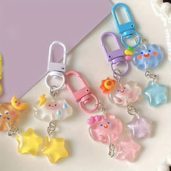 Cartoon Cloud Keychain Pendant for Car Keys Backpacks Wallets