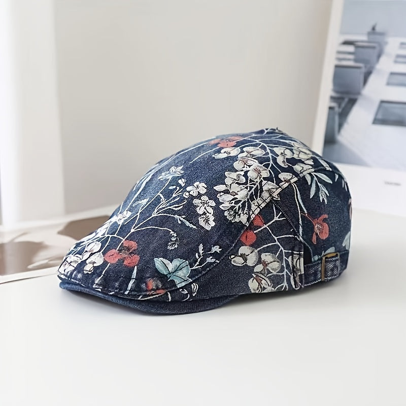 Ethnic Denim Classic Streetwear Floral Print Retro Couple Hat