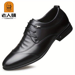 LAORENTOU Men's Leather Lace Up Shoes Lightweight Formal Shoes