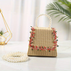Laciness Crossbody Bag With Pearl Handle and Shoulder Strap