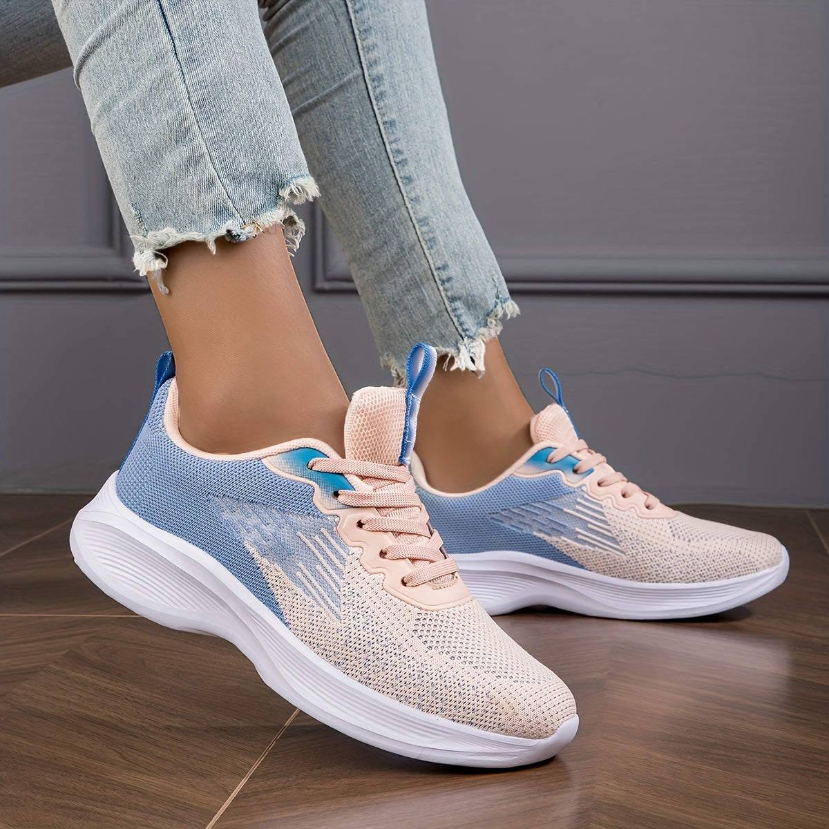 Ombre Soft Thick Sole Shock Absorption Mesh Sneakers