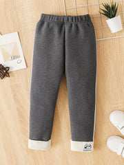 Girls Cartoon Cat Print Leggings Fleece Thermal Cotton Pants