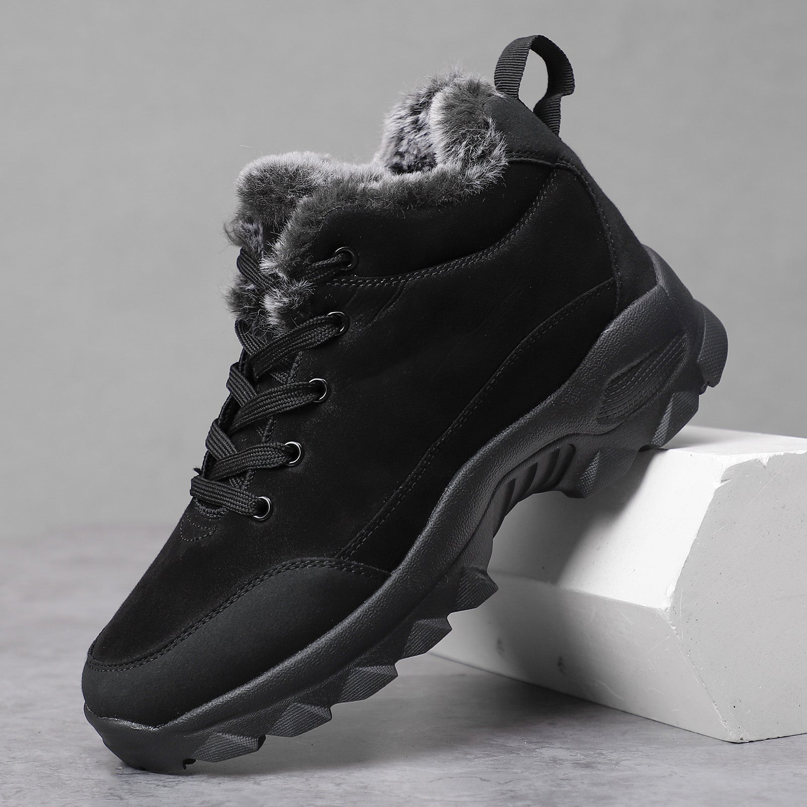 Men's Warm Fleece Anti-skid Snow Boots Outdoor Hiking Shoes