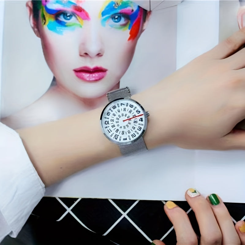Casual Round Pointer Quartz Watch for Women and Men