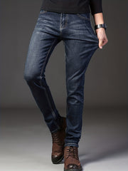 Classic Semi-Formal Stretch Denim Pants Men's Casual Business