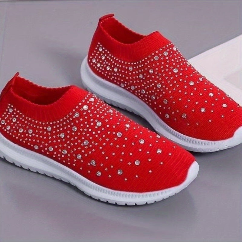Women's Rhinestone Slip On Sneakers Outdoor Lightweight Shoes