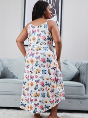 Nightdress Women's Butterfly & Floral Print V Neck Sleep Dress