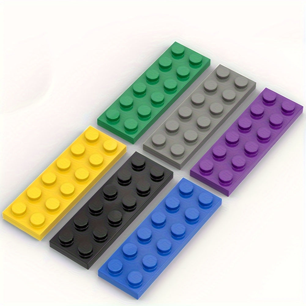 12pcs Building Block Set 2x6 Low Wall Flat Bricks Assorted Colors