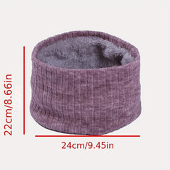 Striped Knit Plush Infinity Scarf Coldproof Elastic Face Covering
