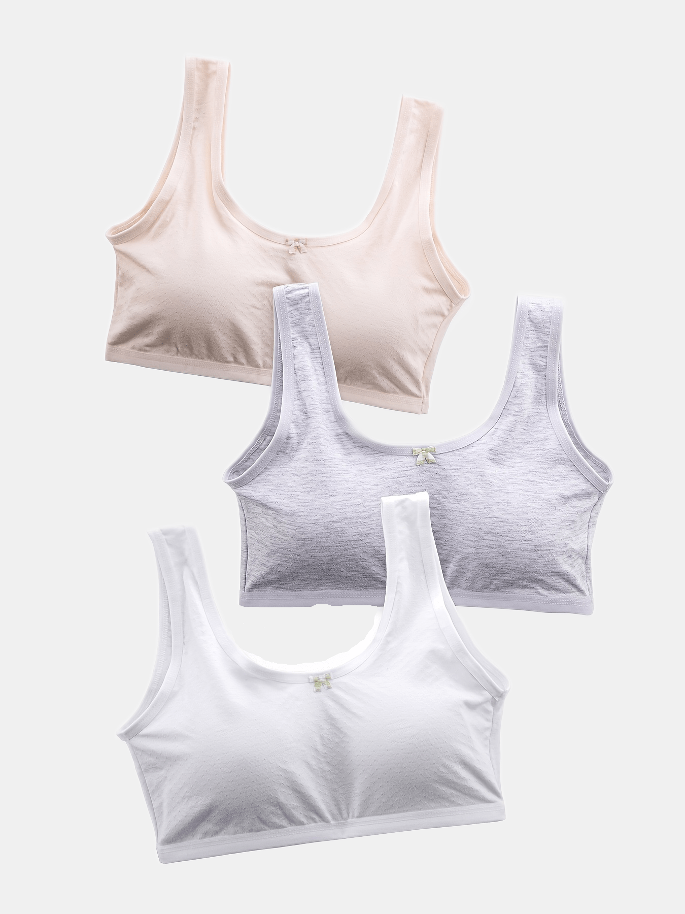 3pcs Girls Bow Bras Stretch Cotton Soft Bralette Underwear
