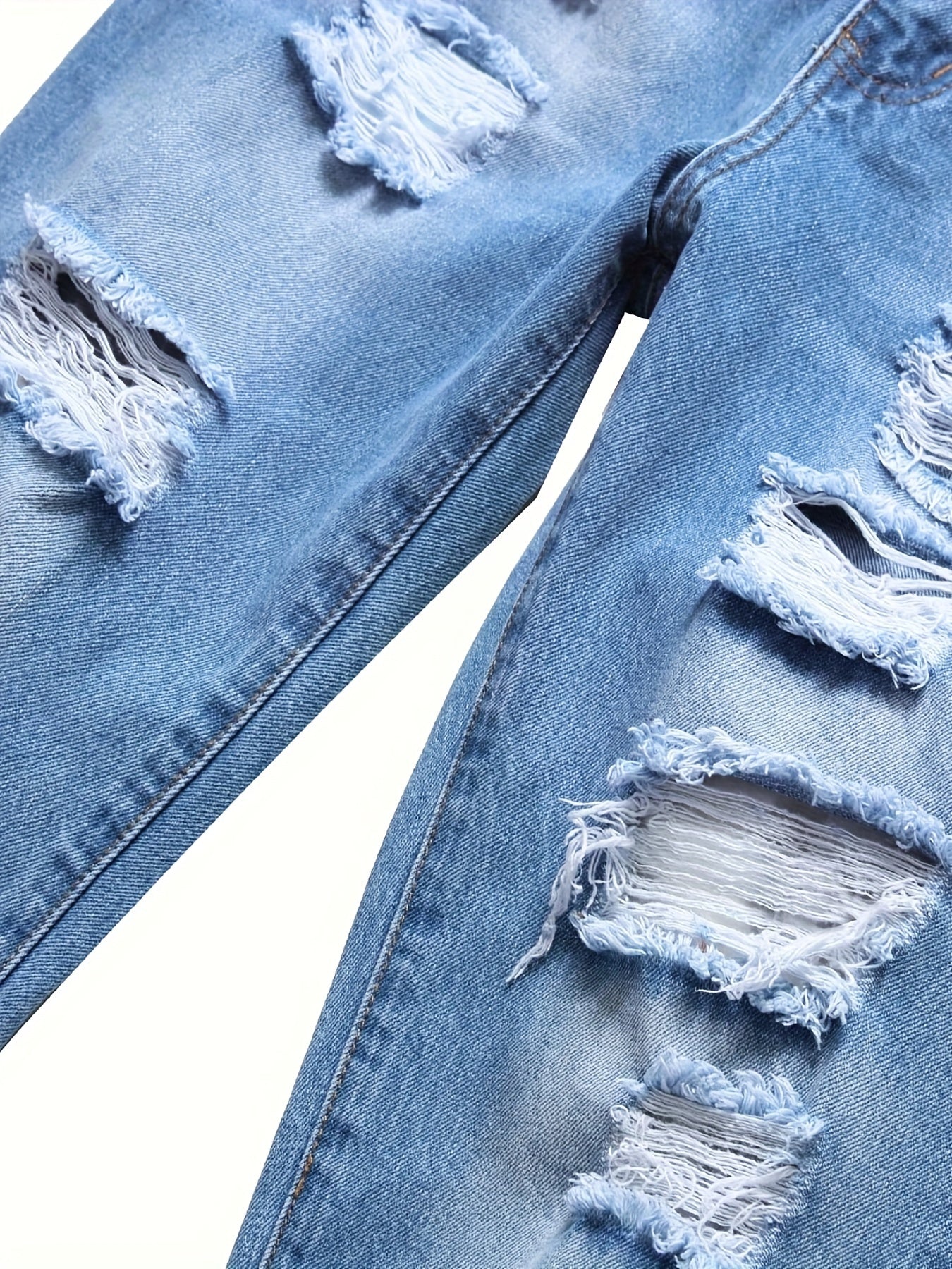 Men's Ripped Washed Jeans Streetwear Denim Pants