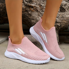 Women's Pink Breathable Slip On Running Shoes Lightweight Low Top