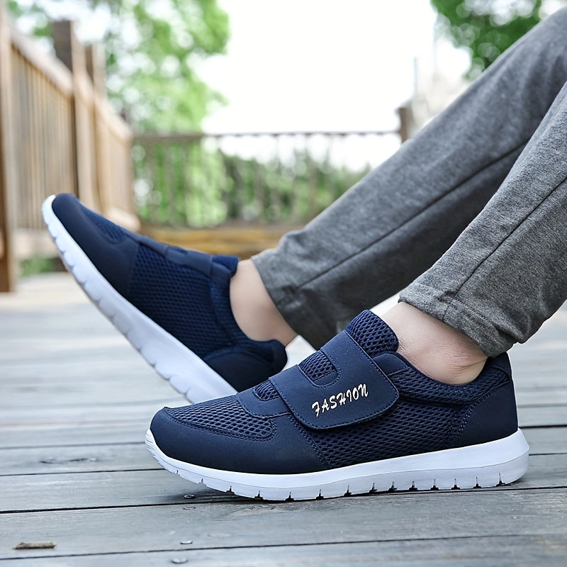 Men's Mesh Hook And Loop Casual Shoes For Jogging