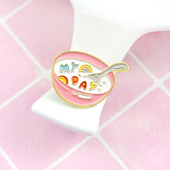 Cartoon Milk Bowl Brooch for Kids - Cute Food Pin for Clothes