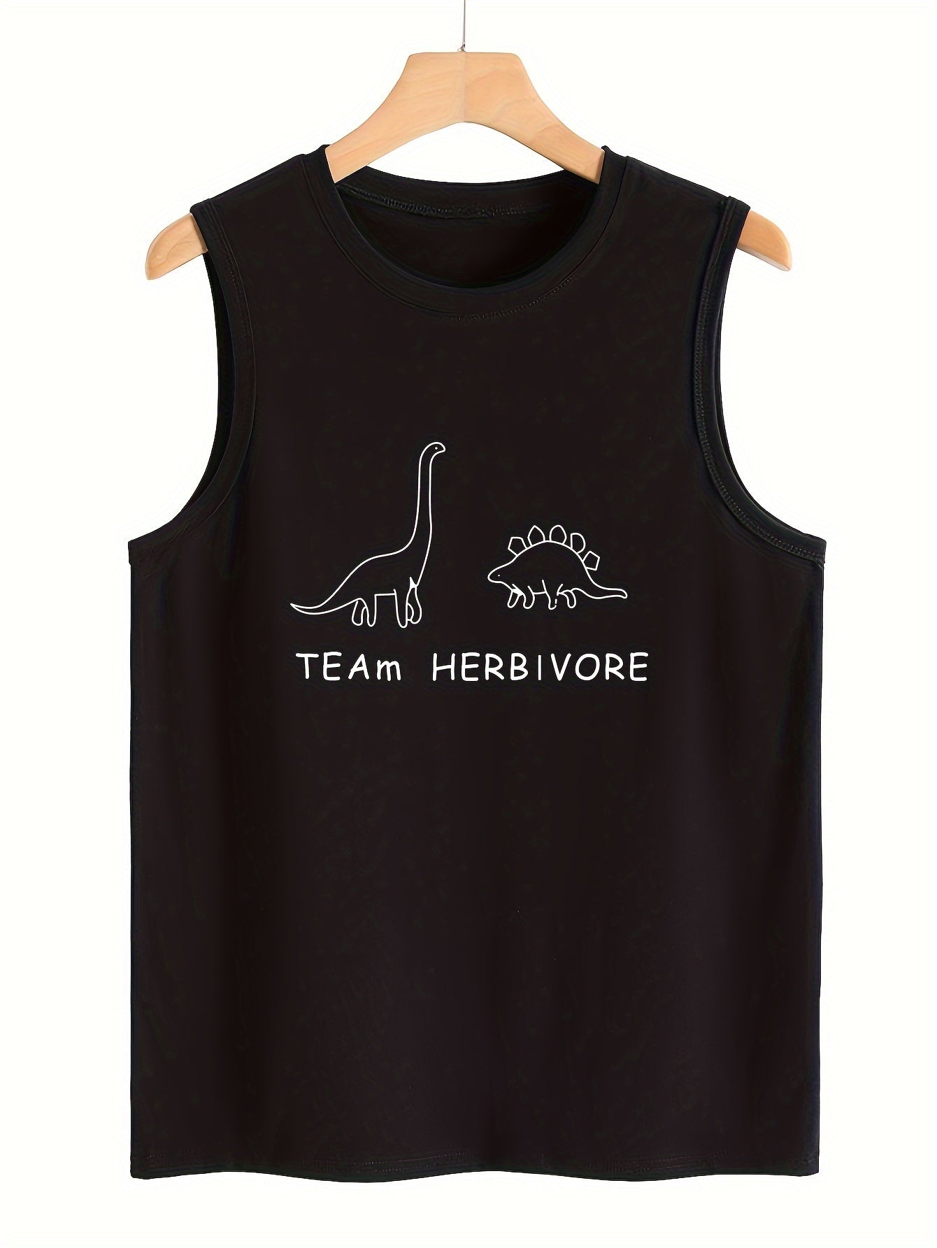 Dino & Letter Pattern Stretchy Sports Vest Sleeveless Top