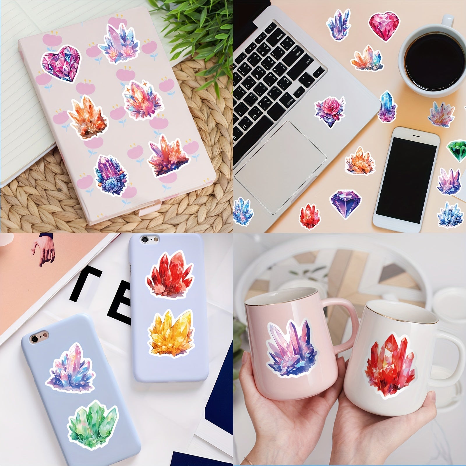 50pcs Crystal Column Stickers Colorful Rhinestone Decoration DIY Stickers