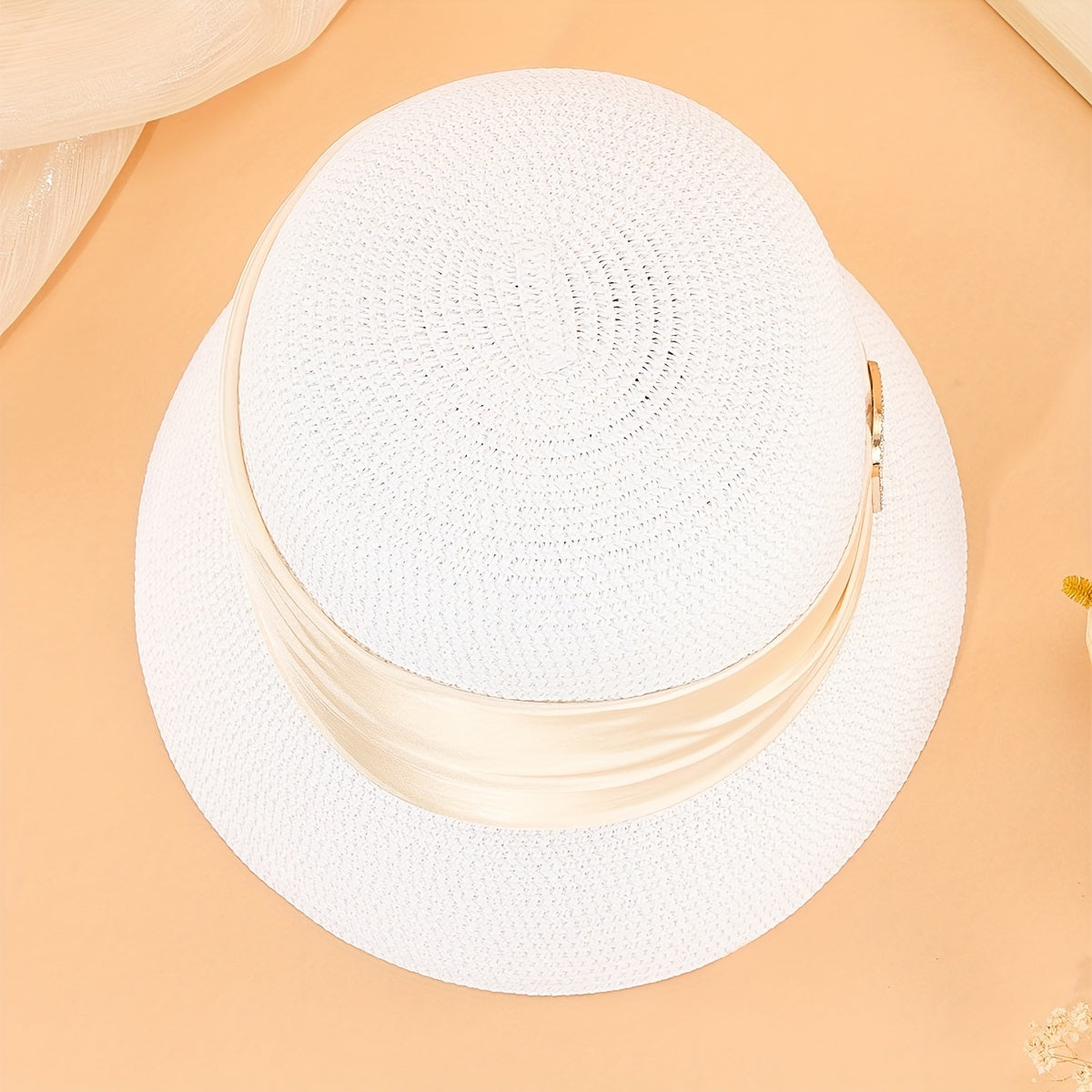 Ribbon Decor Straw Bucket Hat Sun Hat French Style Beach Hats For Women