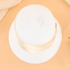 Ribbon Decor Straw Bucket Hat Sun Hat French Style Beach Hats For Women