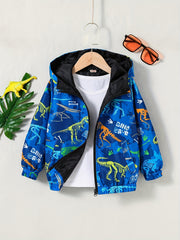 Kids Camouflage Print Windbreaker Jacket Hooded Zipper Outdoor Coat
