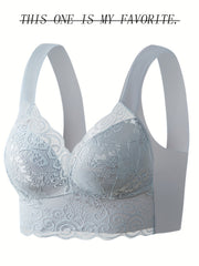 5pcs Lace Wireless Full Coverage Bras Women's Lingerie