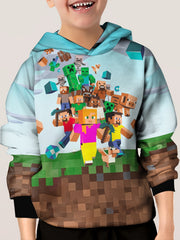 Pixel Style Game Print Kid's Hoodie Colorful Pattern Unisex Pullover