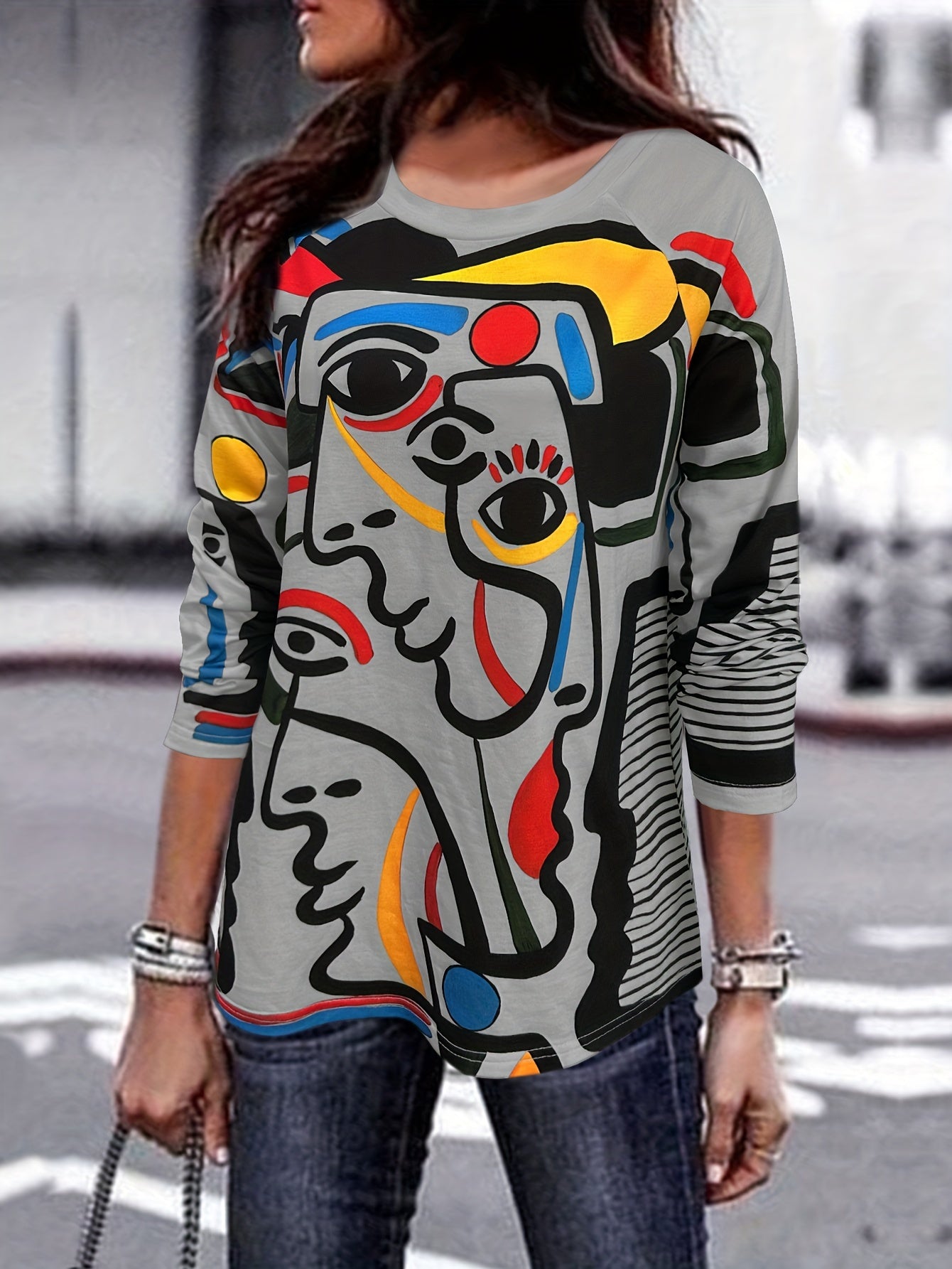 Abstract Graffiti Print Pullover Sweatshirt