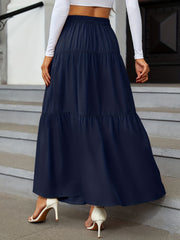 High Waist Tiered Skirts Button Front Maxi Skirts Women's Clothing