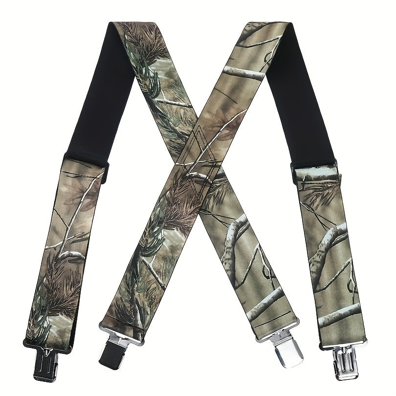 Men's Four Clip Strap Suspenders Printed Branch