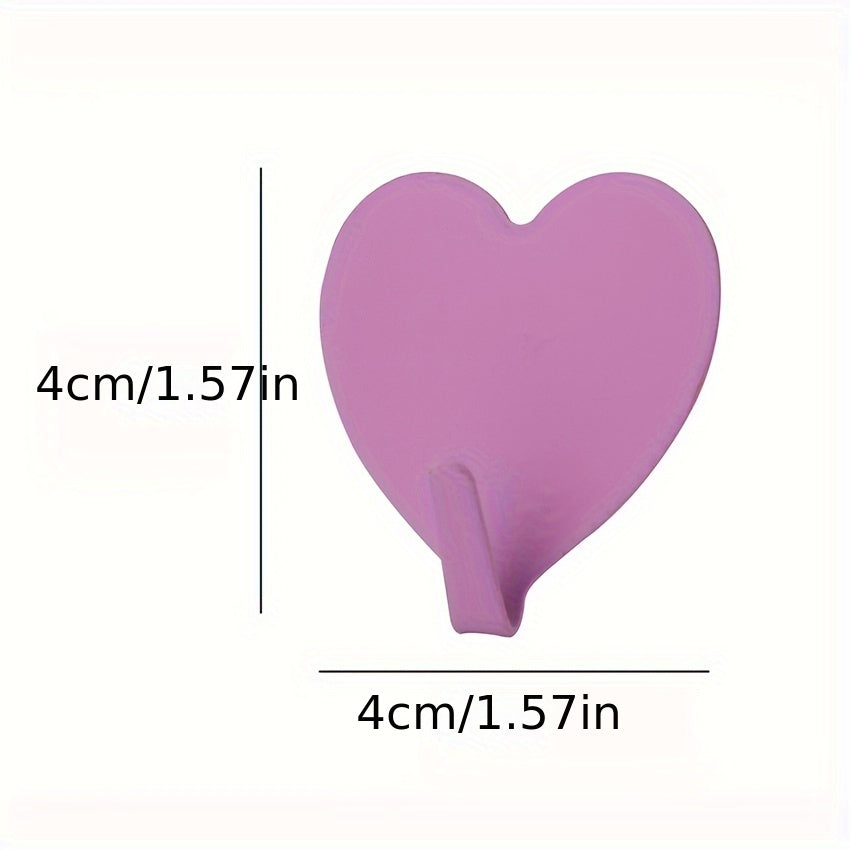 4pcs Heart shaped Sticky Hooks Peach Heart Metal Hooks With Adhesive