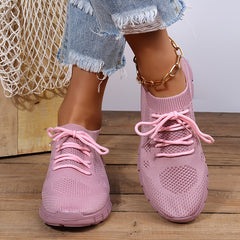 Women's Lightweight Mesh Sneakers Breathable Lace-Up Running Shoes Casual