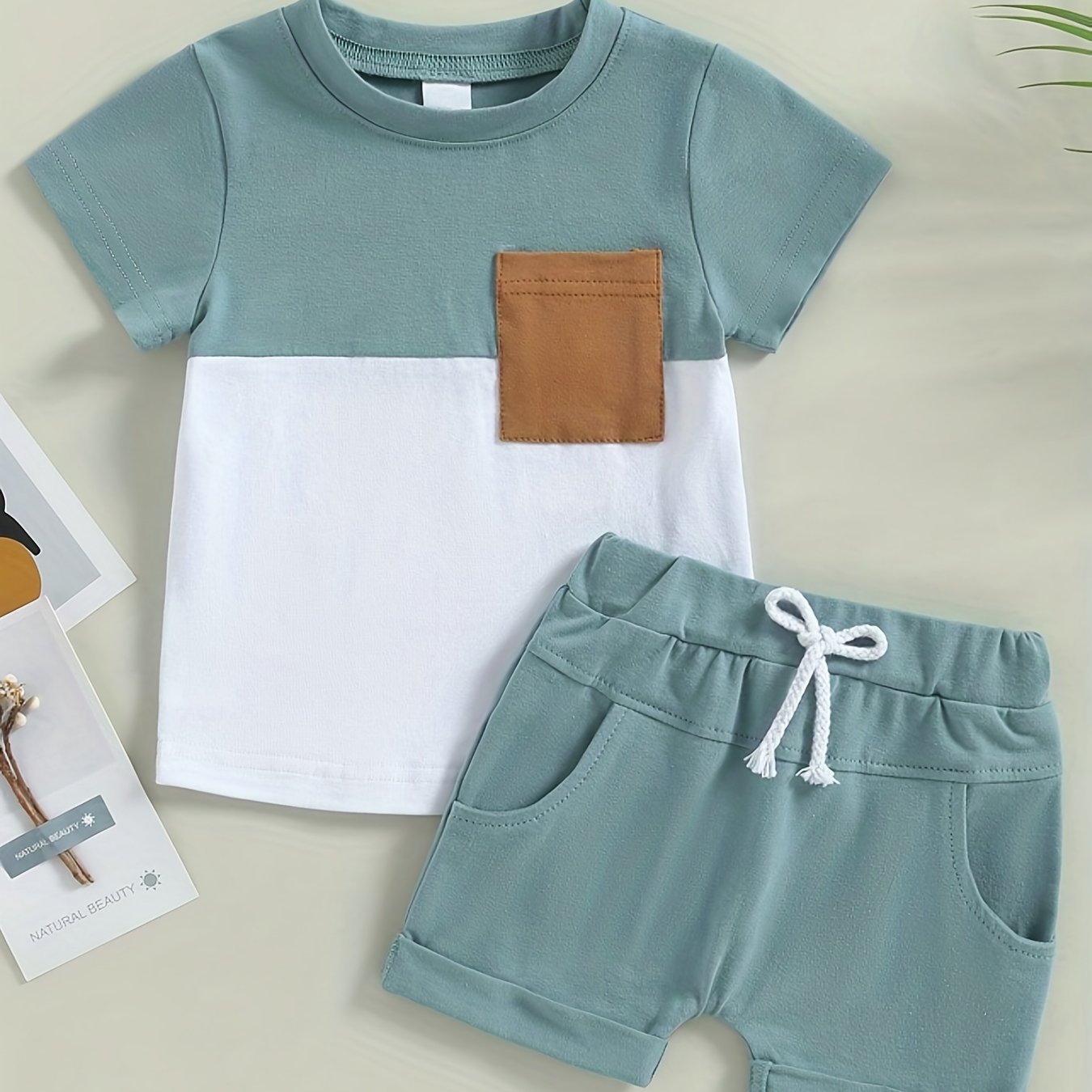 2pc Baby Boys Short Sleeve Top & Shorts Set for Summer